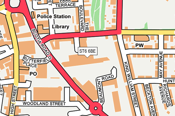 ST6 6BE map - OS OpenMap – Local (Ordnance Survey) ST6 6BE map - OS OpenMap – Local (Ordnance Survey)