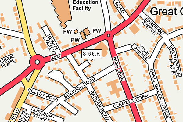 ST6 6JR map - OS OpenMap – Local (Ordnance Survey) ST6 6JR map - OS OpenMap – Local (Ordnance Survey)