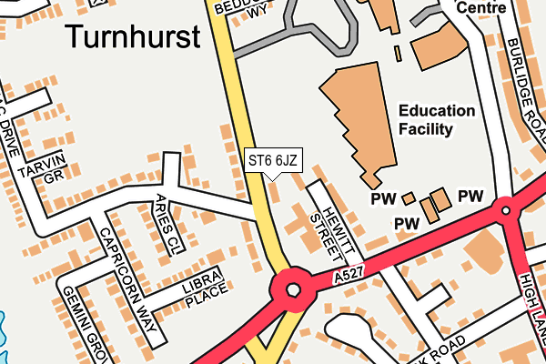 ST6 6JZ map - OS OpenMap – Local (Ordnance Survey) ST6 6JZ map - OS OpenMap – Local (Ordnance Survey)