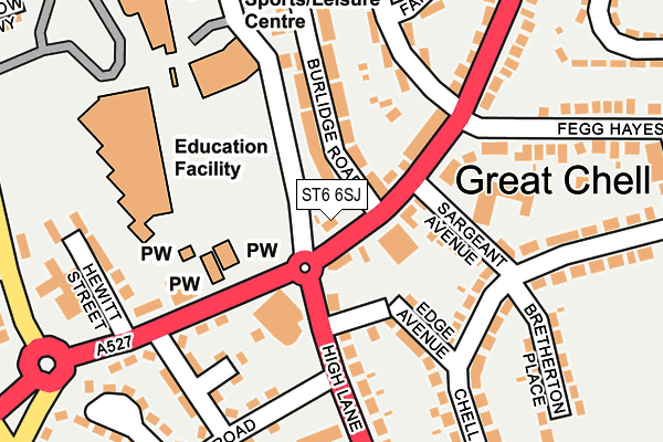 ST6 6SJ map - OS OpenMap – Local (Ordnance Survey) ST6 6SJ map - OS OpenMap – Local (Ordnance Survey)