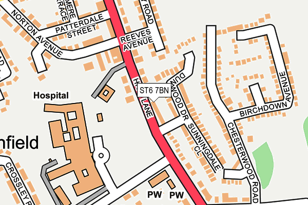ST6 7BN map - OS OpenMap – Local (Ordnance Survey) ST6 7BN map - OS OpenMap – Local (Ordnance Survey)
