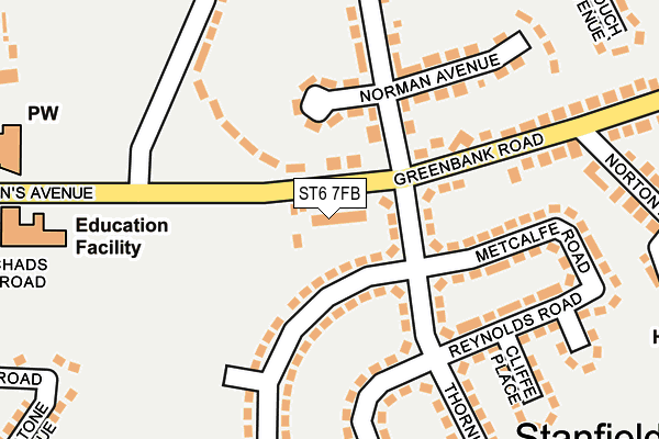 ST6 7FB map - OS OpenMap – Local (Ordnance Survey) ST6 7FB map - OS OpenMap – Local (Ordnance Survey)