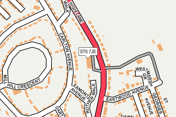 ST6 7JE map - OS OpenMap – Local (Ordnance Survey) ST6 7JE map - OS OpenMap – Local (Ordnance Survey)