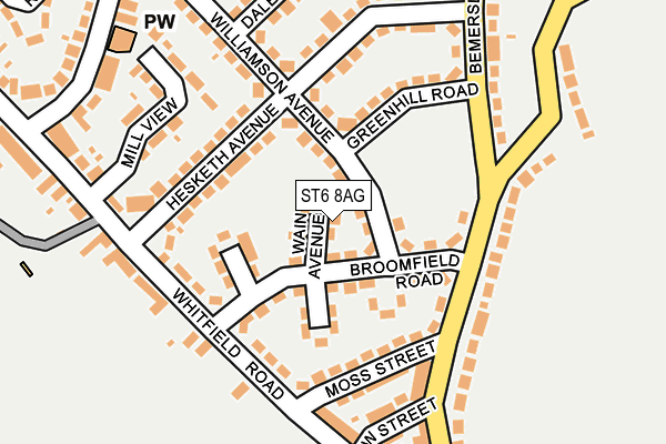 ST6 8AG map - OS OpenMap – Local (Ordnance Survey) ST6 8AG map - OS OpenMap – Local (Ordnance Survey)