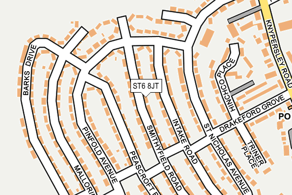 ST6 8JT map - OS OpenMap – Local (Ordnance Survey) ST6 8JT map - OS OpenMap – Local (Ordnance Survey)