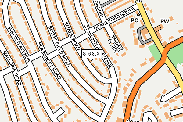 ST6 8JX map - OS OpenMap – Local (Ordnance Survey) ST6 8JX map - OS OpenMap – Local (Ordnance Survey)