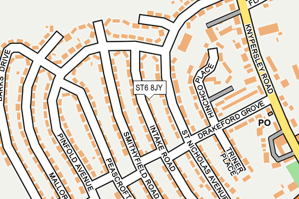 ST6 8JY map - OS OpenMap – Local (Ordnance Survey) ST6 8JY map - OS OpenMap – Local (Ordnance Survey)