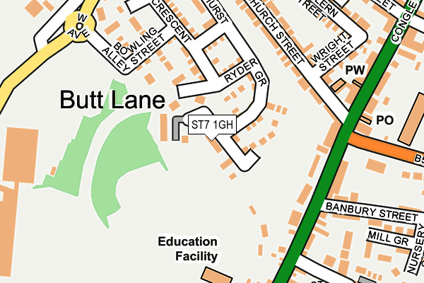 ST7 1GH map - OS OpenMap – Local (Ordnance Survey) ST7 1GH map - OS OpenMap – Local (Ordnance Survey)