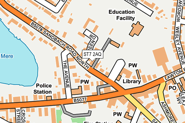 ST7 2AQ map - OS OpenMap – Local (Ordnance Survey) ST7 2AQ map - OS OpenMap – Local (Ordnance Survey)
