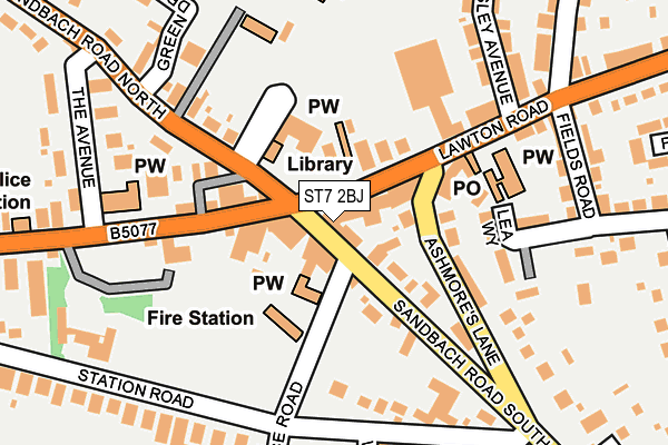ST7 2BJ map - OS OpenMap – Local (Ordnance Survey) ST7 2BJ map - OS OpenMap – Local (Ordnance Survey)
