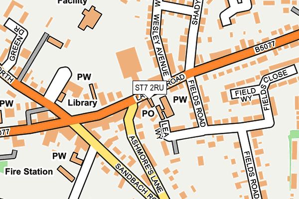 ST7 2RU map - OS OpenMap – Local (Ordnance Survey) ST7 2RU map - OS OpenMap – Local (Ordnance Survey)