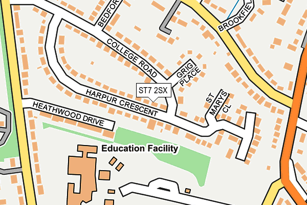 ST7 2SX map - OS OpenMap – Local (Ordnance Survey) ST7 2SX map - OS OpenMap – Local (Ordnance Survey)