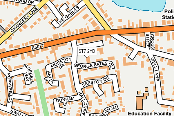 ST7 2YD map - OS OpenMap – Local (Ordnance Survey) ST7 2YD map - OS OpenMap – Local (Ordnance Survey)