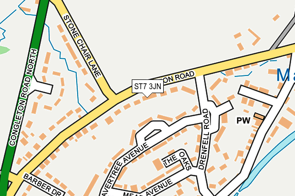 ST7 3JN map - OS OpenMap – Local (Ordnance Survey) ST7 3JN map - OS OpenMap – Local (Ordnance Survey)
