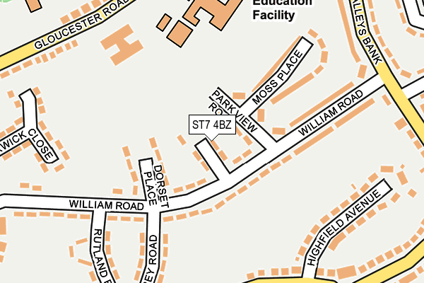 ST7 4BZ map - OS OpenMap – Local (Ordnance Survey) ST7 4BZ map - OS OpenMap – Local (Ordnance Survey)