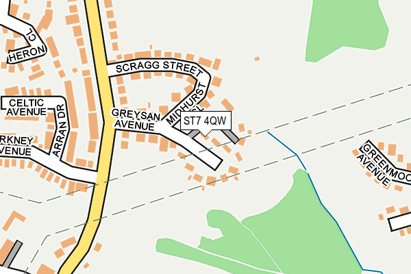 ST7 4QW map - OS OpenMap – Local (Ordnance Survey) ST7 4QW map - OS OpenMap – Local (Ordnance Survey)