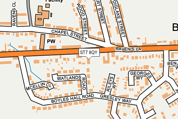 ST7 8QY map - OS OpenMap – Local (Ordnance Survey)