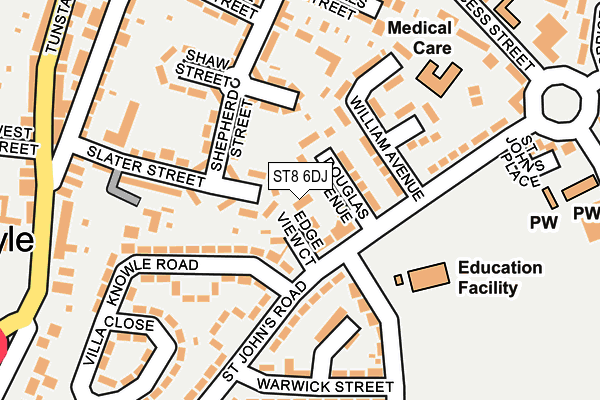 ST8 6DJ map - OS OpenMap – Local (Ordnance Survey) ST8 6DJ map - OS OpenMap – Local (Ordnance Survey)
