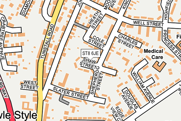ST8 6JE map - OS OpenMap – Local (Ordnance Survey) ST8 6JE map - OS OpenMap – Local (Ordnance Survey)