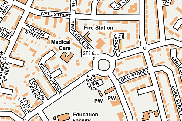 ST8 6JL map - OS OpenMap – Local (Ordnance Survey) ST8 6JL map - OS OpenMap – Local (Ordnance Survey)