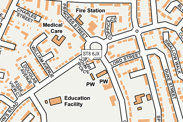 ST8 6JX map - OS OpenMap – Local (Ordnance Survey) ST8 6JX map - OS OpenMap – Local (Ordnance Survey)