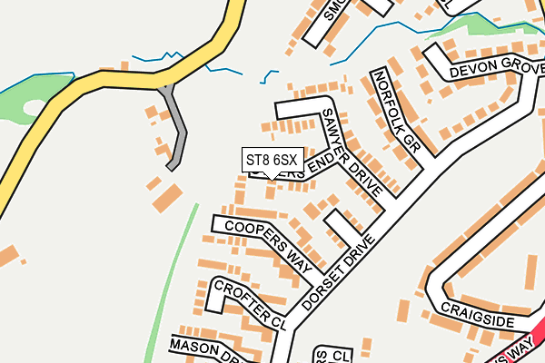 ST8 6SX map - OS OpenMap – Local (Ordnance Survey) ST8 6SX map - OS OpenMap – Local (Ordnance Survey)