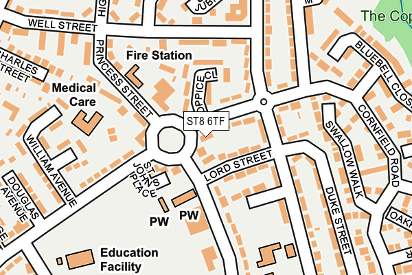 ST8 6TF map - OS OpenMap – Local (Ordnance Survey) ST8 6TF map - OS OpenMap – Local (Ordnance Survey)