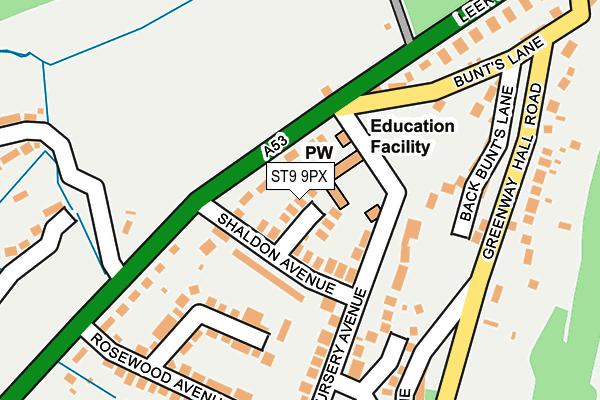 ST9 9PX map - OS OpenMap – Local (Ordnance Survey)
