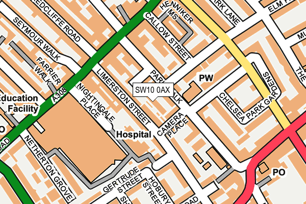 SW10 0AX map - OS OpenMap – Local (Ordnance Survey) SW10 0AX map - OS OpenMap – Local (Ordnance Survey)