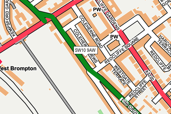 SW10 9AW map - OS OpenMap – Local (Ordnance Survey)