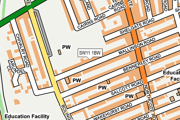 SW11 1BW map - OS OpenMap – Local (Ordnance Survey)
