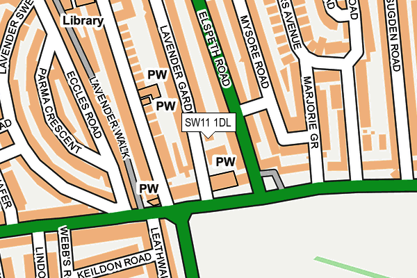 SW11 1DL map - OS OpenMap – Local (Ordnance Survey) SW11 1DL map - OS OpenMap – Local (Ordnance Survey)