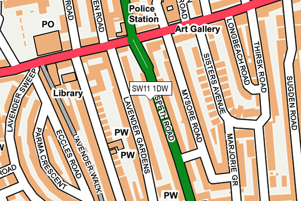 SW11 1DW map - OS OpenMap – Local (Ordnance Survey)