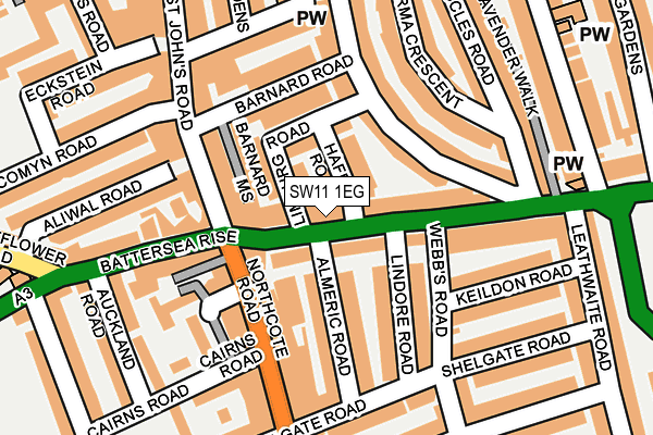 SW11 1EG map - OS OpenMap – Local (Ordnance Survey) SW11 1EG map - OS OpenMap – Local (Ordnance Survey)