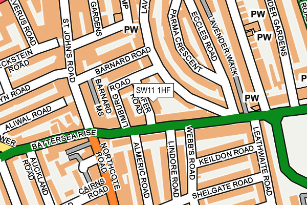 SW11 1HF map - OS OpenMap – Local (Ordnance Survey) SW11 1HF map - OS OpenMap – Local (Ordnance Survey)