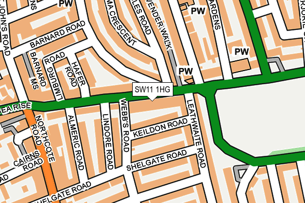 SW11 1HG map - OS OpenMap – Local (Ordnance Survey) SW11 1HG map - OS OpenMap – Local (Ordnance Survey)