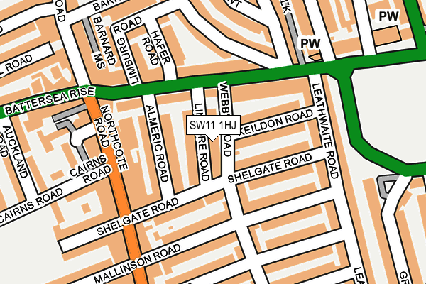 SW11 1HJ map - OS OpenMap – Local (Ordnance Survey) SW11 1HJ map - OS OpenMap – Local (Ordnance Survey)