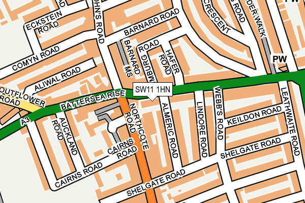 SW11 1HN map - OS OpenMap – Local (Ordnance Survey) SW11 1HN map - OS OpenMap – Local (Ordnance Survey)