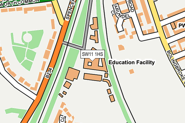 SW11 1HS map - OS OpenMap – Local (Ordnance Survey) SW11 1HS map - OS OpenMap – Local (Ordnance Survey)