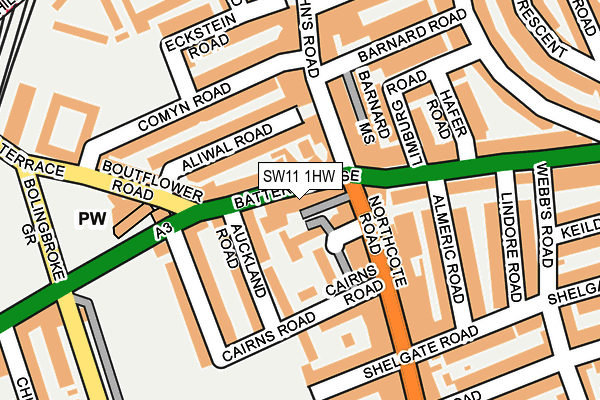 SW11 1HW map - OS OpenMap – Local (Ordnance Survey) SW11 1HW map - OS OpenMap – Local (Ordnance Survey)