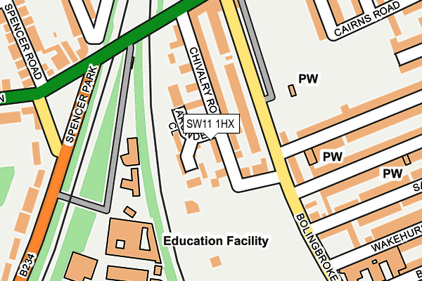 SW11 1HX map - OS OpenMap – Local (Ordnance Survey) SW11 1HX map - OS OpenMap – Local (Ordnance Survey)
