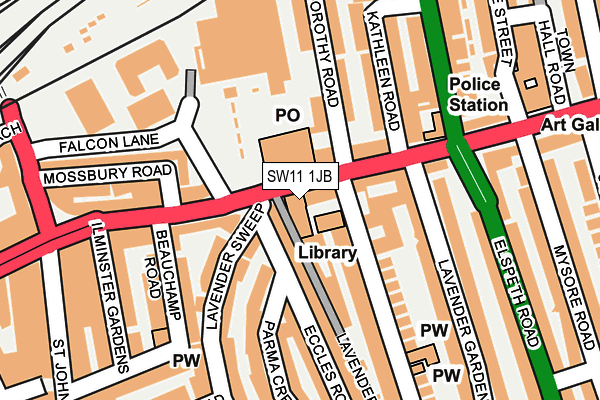 SW11 1JB map - OS OpenMap – Local (Ordnance Survey) SW11 1JB map - OS OpenMap – Local (Ordnance Survey)