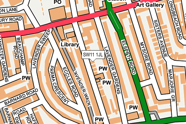 SW11 1JL map - OS OpenMap – Local (Ordnance Survey) SW11 1JL map - OS OpenMap – Local (Ordnance Survey)