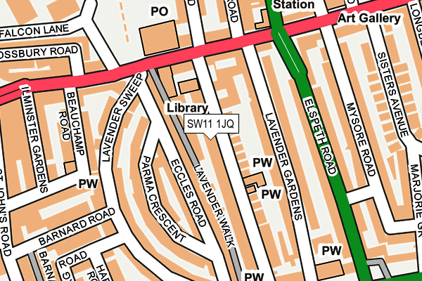 SW11 1JQ map - OS OpenMap – Local (Ordnance Survey) SW11 1JQ map - OS OpenMap – Local (Ordnance Survey)
