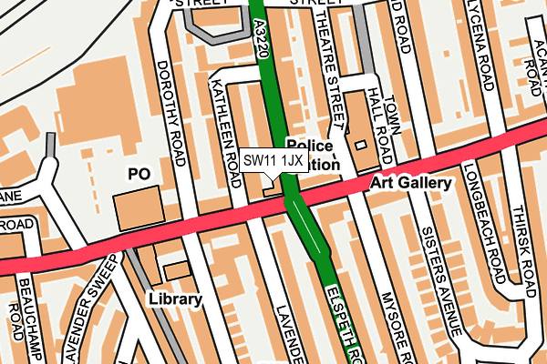 SW11 1JX map - OS OpenMap – Local (Ordnance Survey) SW11 1JX map - OS OpenMap – Local (Ordnance Survey)