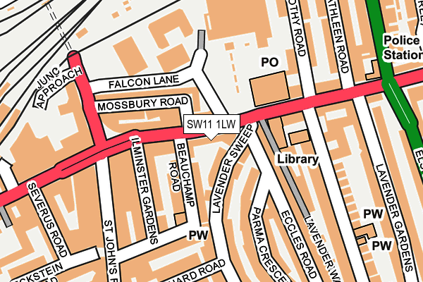 SW11 1LW map - OS OpenMap – Local (Ordnance Survey) SW11 1LW map - OS OpenMap – Local (Ordnance Survey)