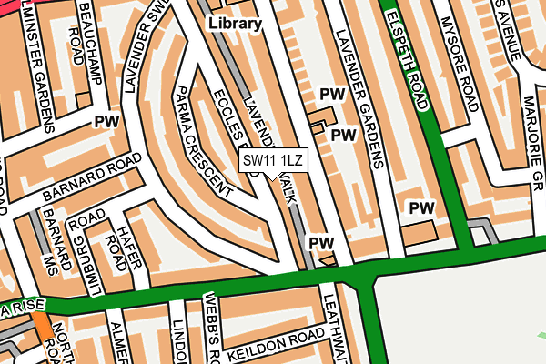 SW11 1LZ map - OS OpenMap – Local (Ordnance Survey) SW11 1LZ map - OS OpenMap – Local (Ordnance Survey)