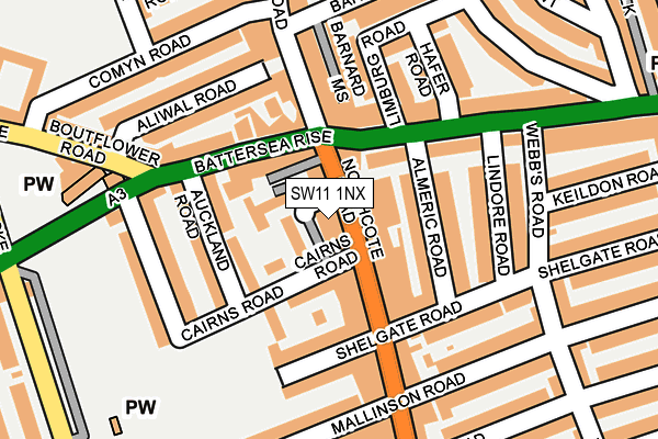 SW11 1NX map - OS OpenMap – Local (Ordnance Survey) SW11 1NX map - OS OpenMap – Local (Ordnance Survey)