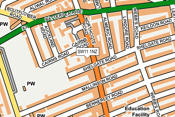 SW11 1NZ map - OS OpenMap – Local (Ordnance Survey) SW11 1NZ map - OS OpenMap – Local (Ordnance Survey)