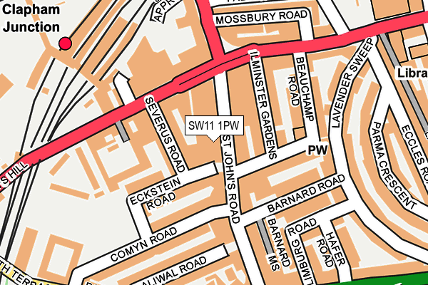 SW11 1PW map - OS OpenMap – Local (Ordnance Survey) SW11 1PW map - OS OpenMap – Local (Ordnance Survey)
